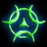 A blue glowing AiChaos logo
